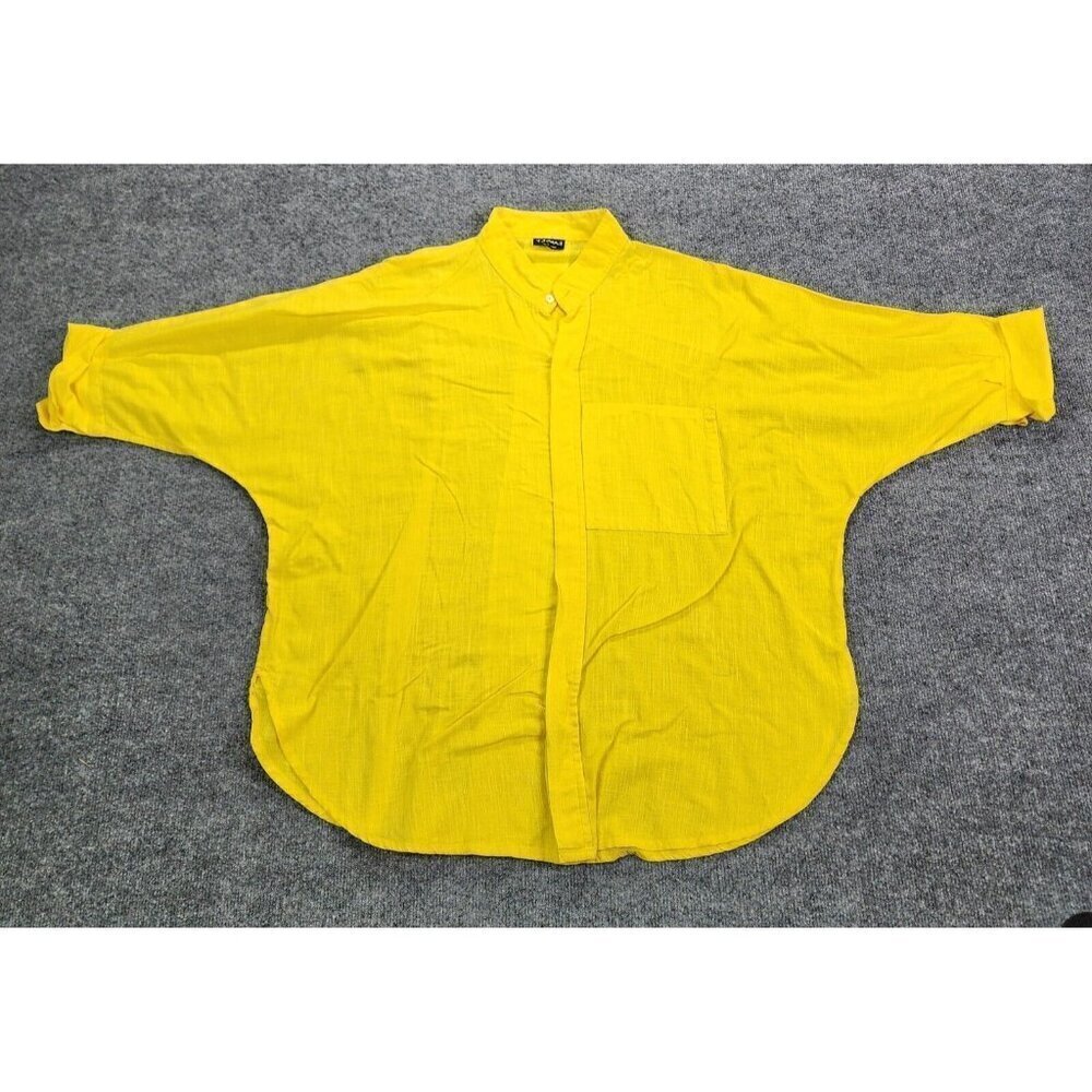 Dilemma New York OS Yellow Woven ORGANIC Cotton Oversized Top 0S‎ Lagenlook